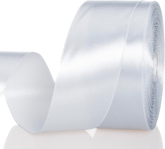 1 1/2 Inch Silver Solid Satin Ribbon, 50 Yards Craft Fabric Ribbon for Gift Wrapping Floral Bouquets Wedding Party Decoration