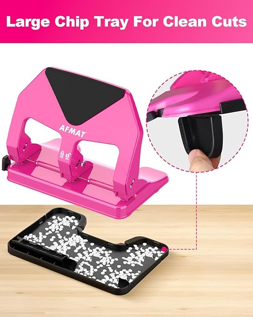 AFMAT 3 Hole Punch Heavy Duty, 50-Sheet Three Hole Punch, 50% Reduced Effort, 10,000+ Uses, 9/32" Holes, S.S. Paper Guide, 3 Hole Puncher for Binder, Metal Hole Puncher for Home Office School HP20