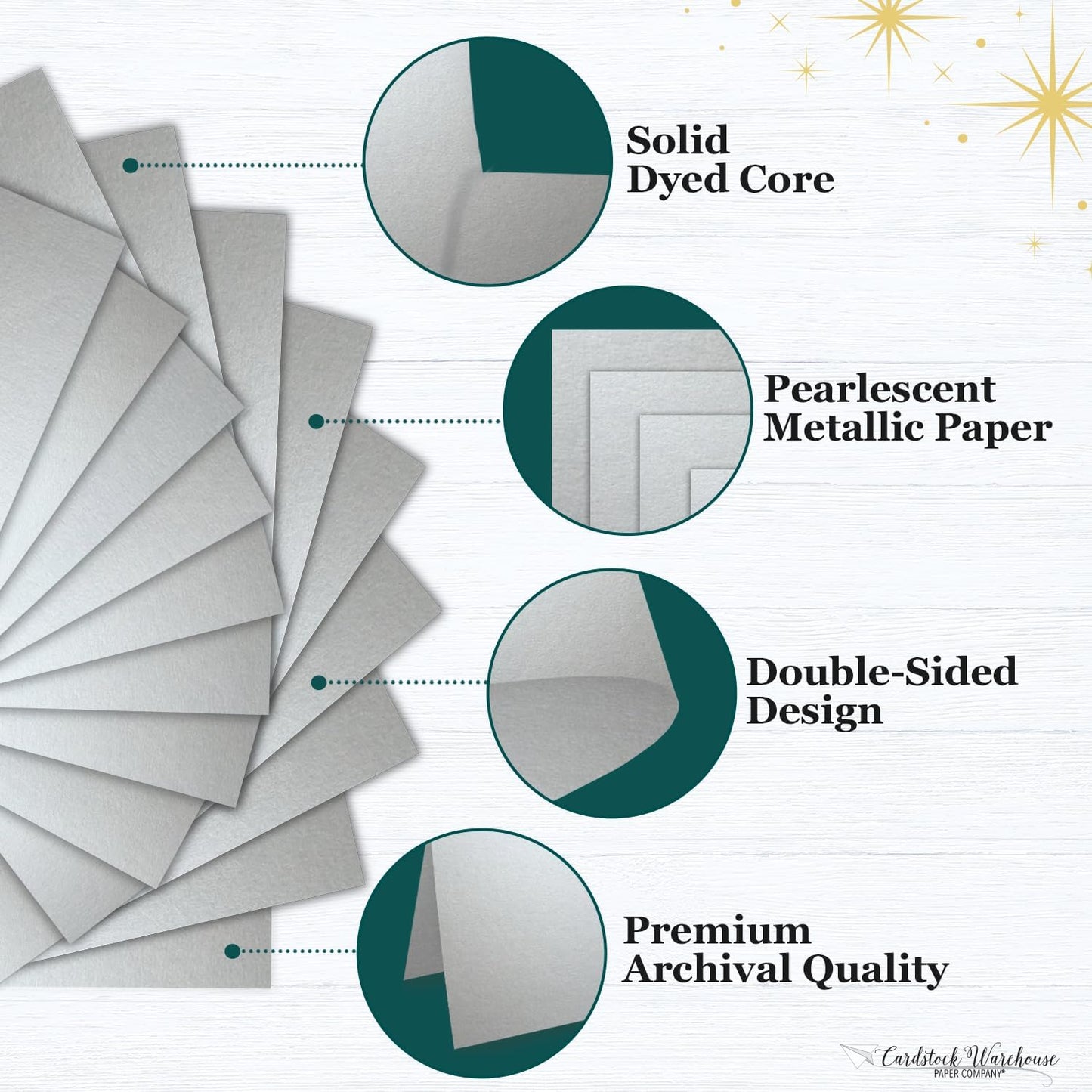 Cardstock Warehouse Stardream Silver Cardstock Paper - 25 Sheets, 8.5 x 11" – 105 lb / 284 GSM Premium Metallic Silver Card Stock for High-end Printing, Card Making, Die-cutting & DIY Projects
