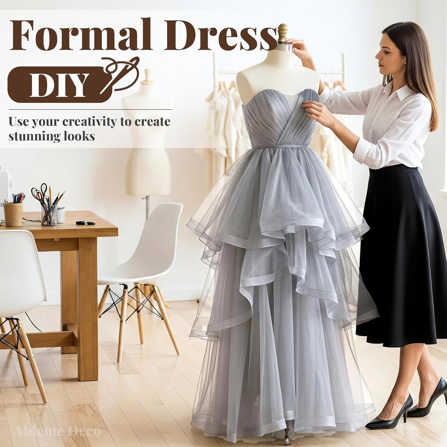 Sheer Fabric 60" x 1 Yards (3 ft) Organza Fabric by The Yard for DIY Wedding Decorations Craft Projects Party Backdrops Bows (Gray)