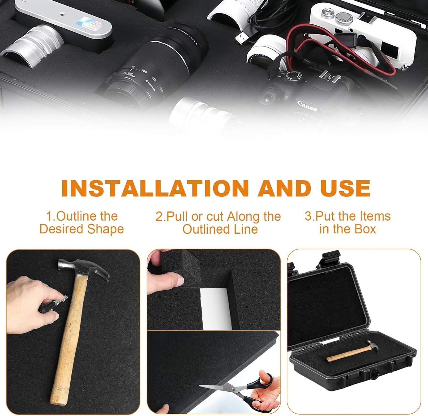 Eunice 2Pcs Polyurethane Foam Sheets - 16 x 12 x 1.5 Inch Cuttable Foam Inserts for Cases, Packing Foam Pads for Tool Box, Camera Storage and Crafts