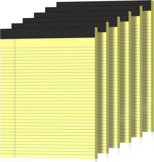 6 Pack Legal Pads 8.5" x 11" College Ruled Yellow Note Pads 8.5 x 11 Inch Micro-Perforated Notepad 300 Sheets in Total Lined Writing Paper Notebook for Office, School Supplies & To-Do Lists
