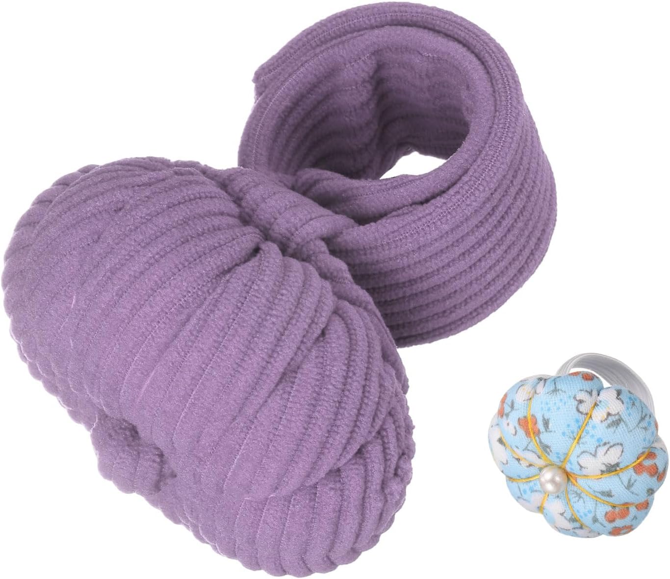 HARFINGTON Wrist Pin Cushions, Sewing Needle Pin Cushion Adjustable Strap with Elastic Strap Finger Ring Pincushions Fit All Wrist Sizes for Sewing Quilting Needlework DIY Crafts, Purple/Blue