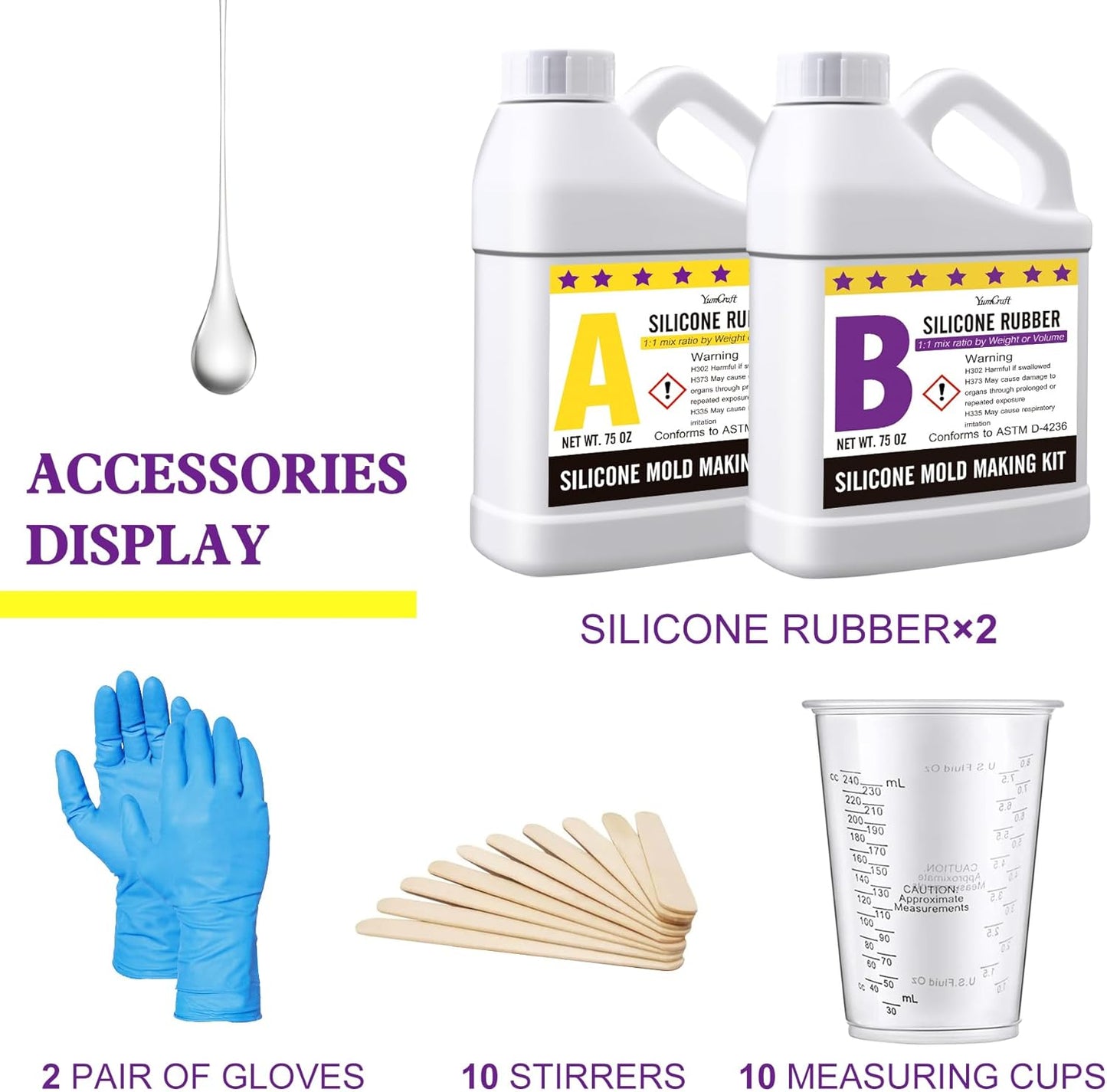 Silicone Mold Making Kit - 150oz Elastic Liquid Silicone Rubber for Making Silicone Mold, Casting - Fast Cured Translucent 18A Molding Silicone for DIY Resin Molds, Candle Molds, Soap Mold, Crafts