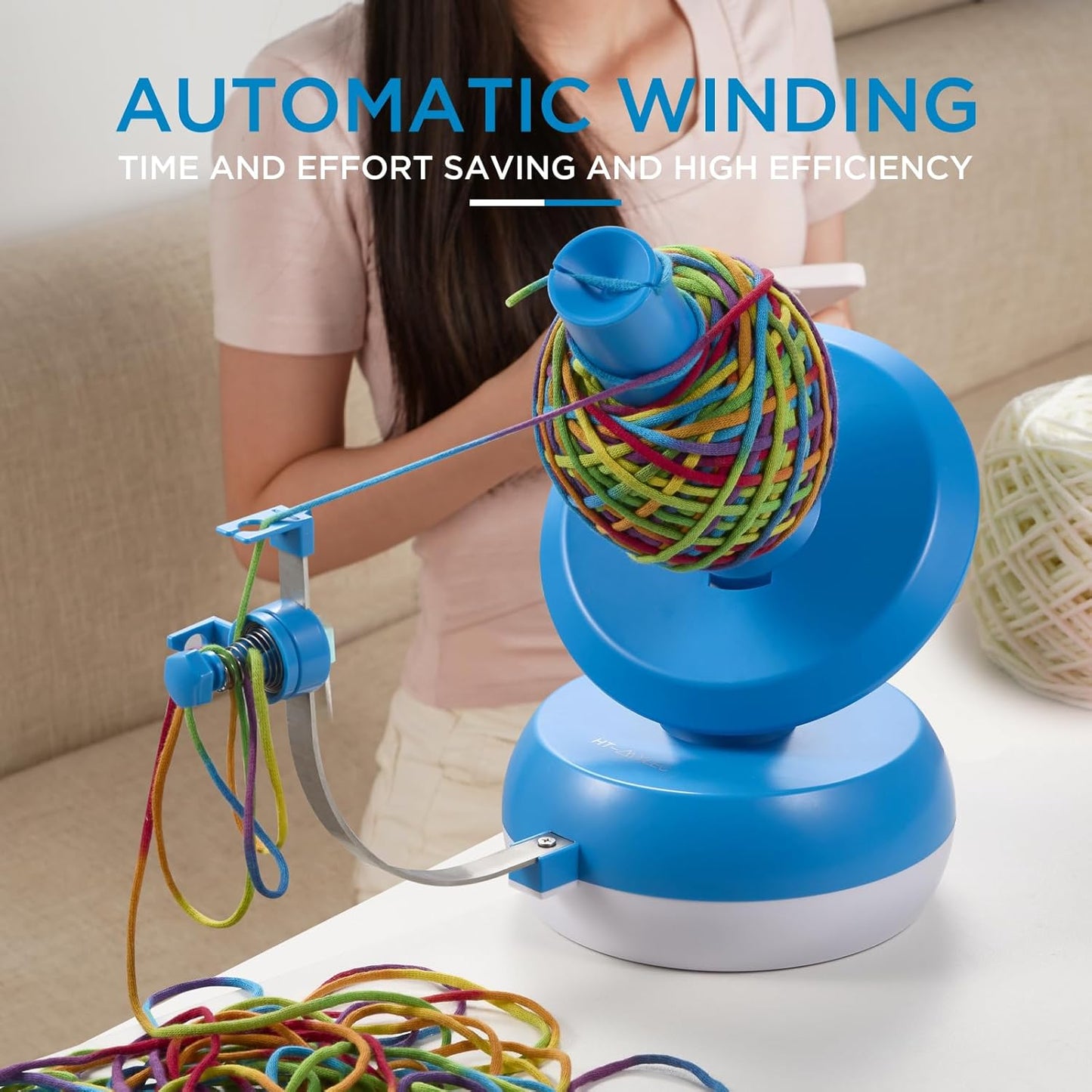 Electric Yarn Ball Winder for Crocheting| 10oz Large Capacity Automatic Yarn Cake Winder Stepless Speed, Adjustable Weaving Ball Winders, Helper for Yarn Collection Lovers, Navy Blue