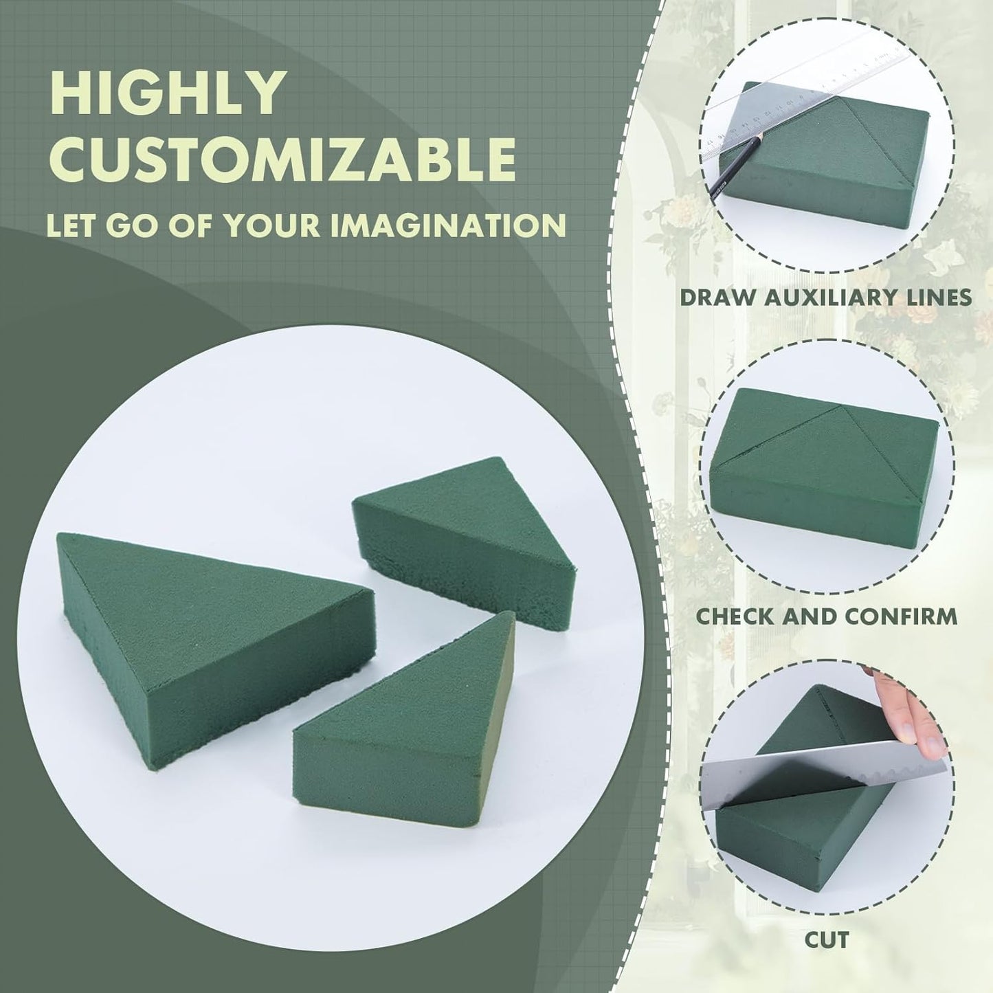 30 Pcs Floral Foam Blocks, 5.5"L x 3.1"W x 1.7"H Green Dry & Wet Flower Foam for Fresh and Artificial Flowers, Plant Foam for Wedding, Birthdays, Pary, Home Decorations