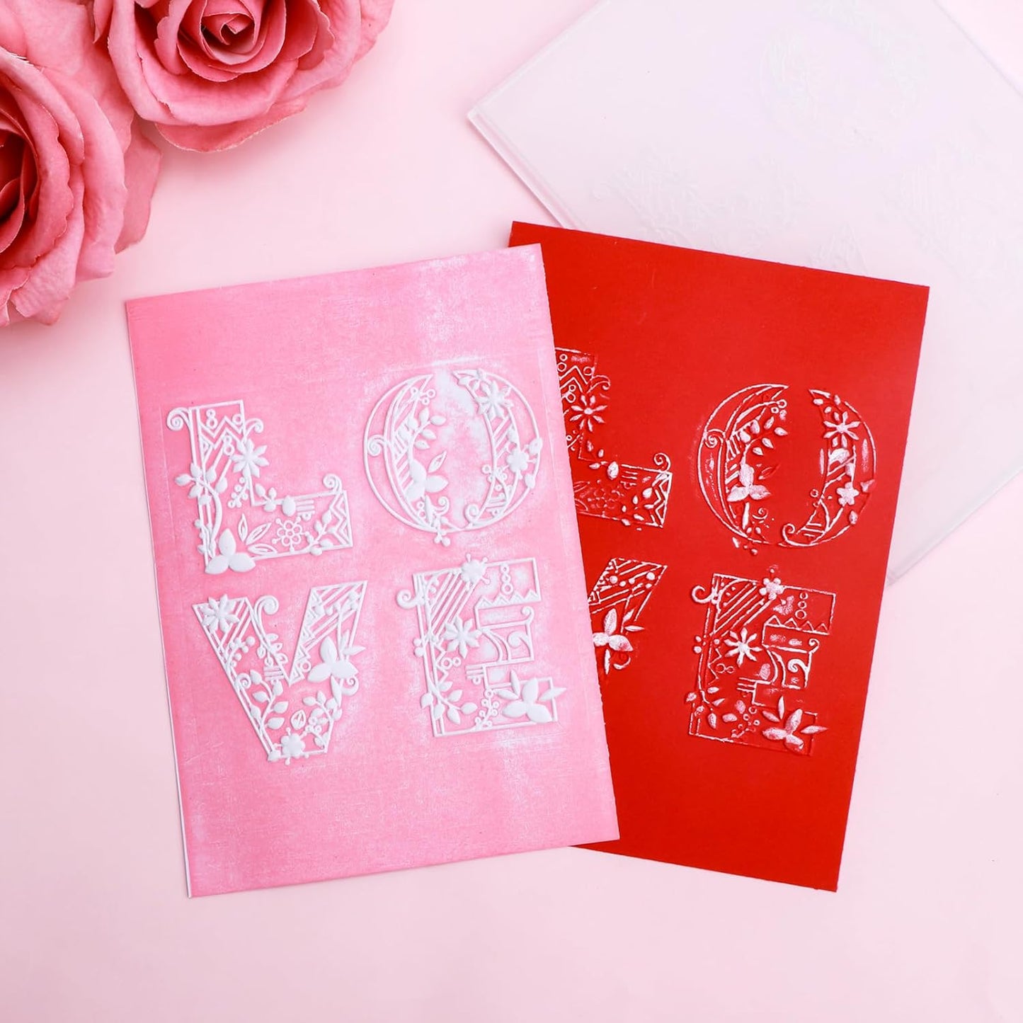 BAOFALI 3D Embossing Folder for Card Making,Love Plastic Texture Fades Embossing Folder Template for Scrapbooking Cardstock Album DIY Decoration Paper Crafting 6.3x4.5inch