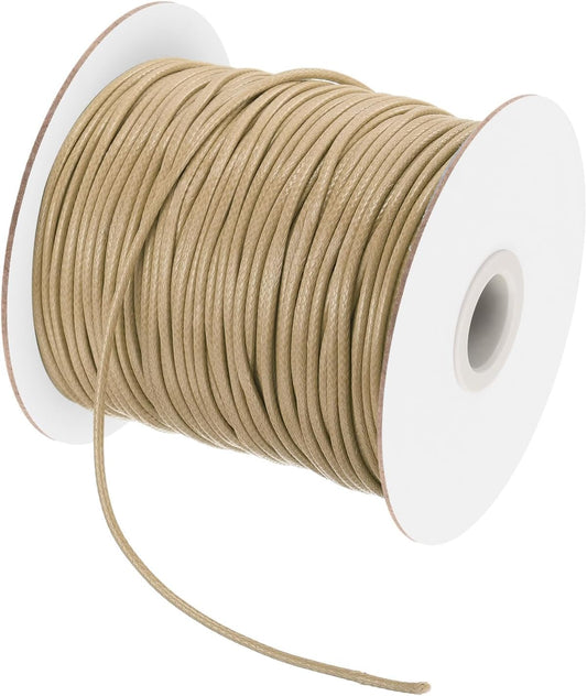 MECCANIXITY Waxed Cord 3mm Waxed Polyester Cord 44 Yard Wax String for Bracelet Making, Necklaces, Beading, Jewelry Making and DIY Crafts(Khaki)