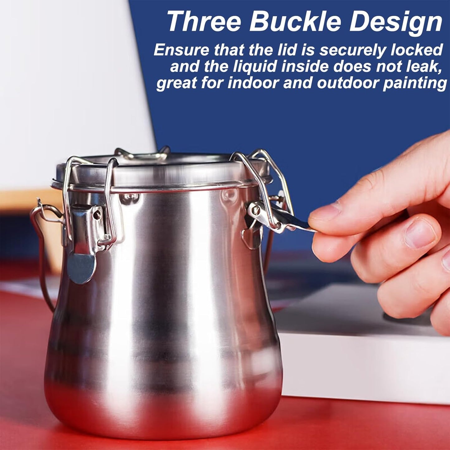 Paint Brush Cleaner, Stainless Steel Airtight Brush Holder and Organizer with Removable Porous Filter for Painting (20.3 oz/600 ml)