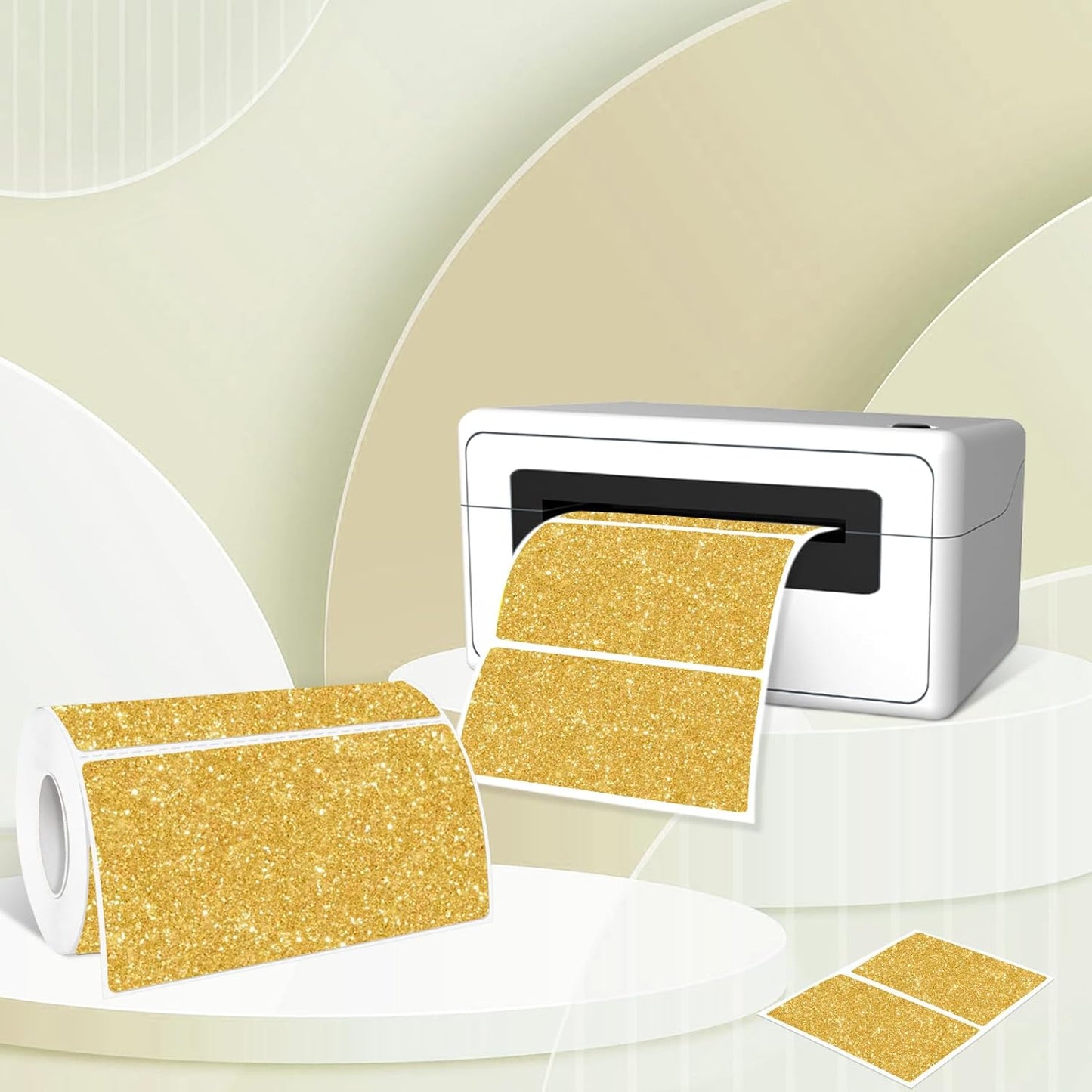 2" x 4" Glitter Gold Thermal Label Stickers,Waterproof Thermal Printer Sticker Labels for Gift Wrapping, Self-Adhesive Name Price Tag DIY Custom Logo Design (250 pcs,Silver)