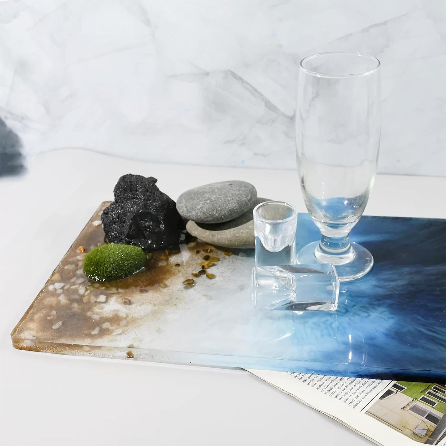 Large Silicone Molds for Epoxy Resin Table, 9 x 14 Inch Rectangle Resin Table Silicone Molds with Legs for DIY Art Home Decor, River Table, Cutting Board, Resin Art