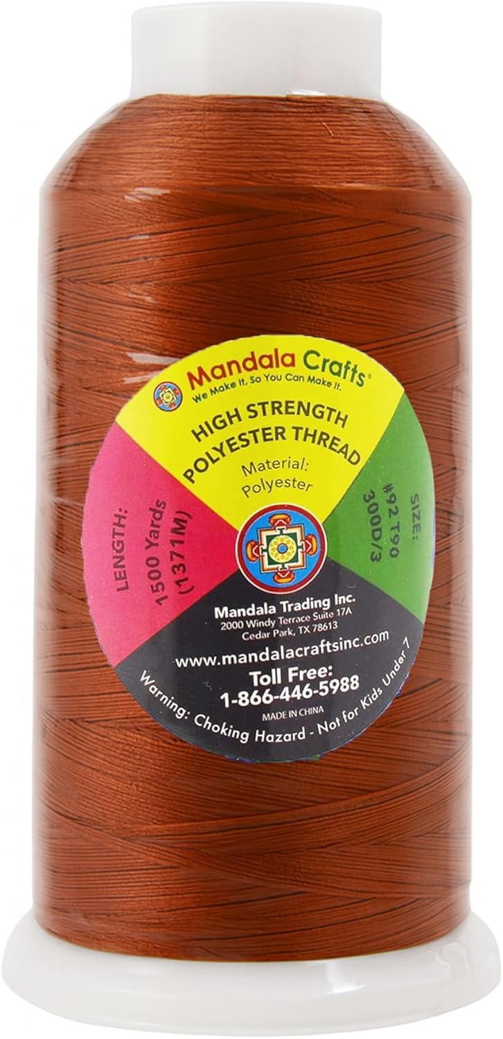Mandala Crafts Burnt Orange Heavy Duty Thread -1500 Yds Tex 90 Thread for Sewing Drapery Jeans Leather Hair Outdoor Marine Upholstery