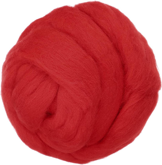 PATIKIL Wool Roving Yarn, 80G/2.82OZ Soft Felting Wool Pure Chunky Roving Yarn Bulk for Needle Felting Knitting Blanket Spinning Weaving DIY Craft, Red