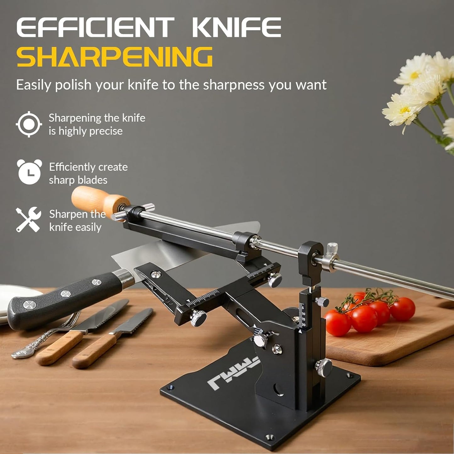 Adjustable Knife Sharpening Kit - Diamond Stones from Repair (320) to Polish (2000) for Dull Blades | Angle Guide for Chef, Hunting, Pocket Knives