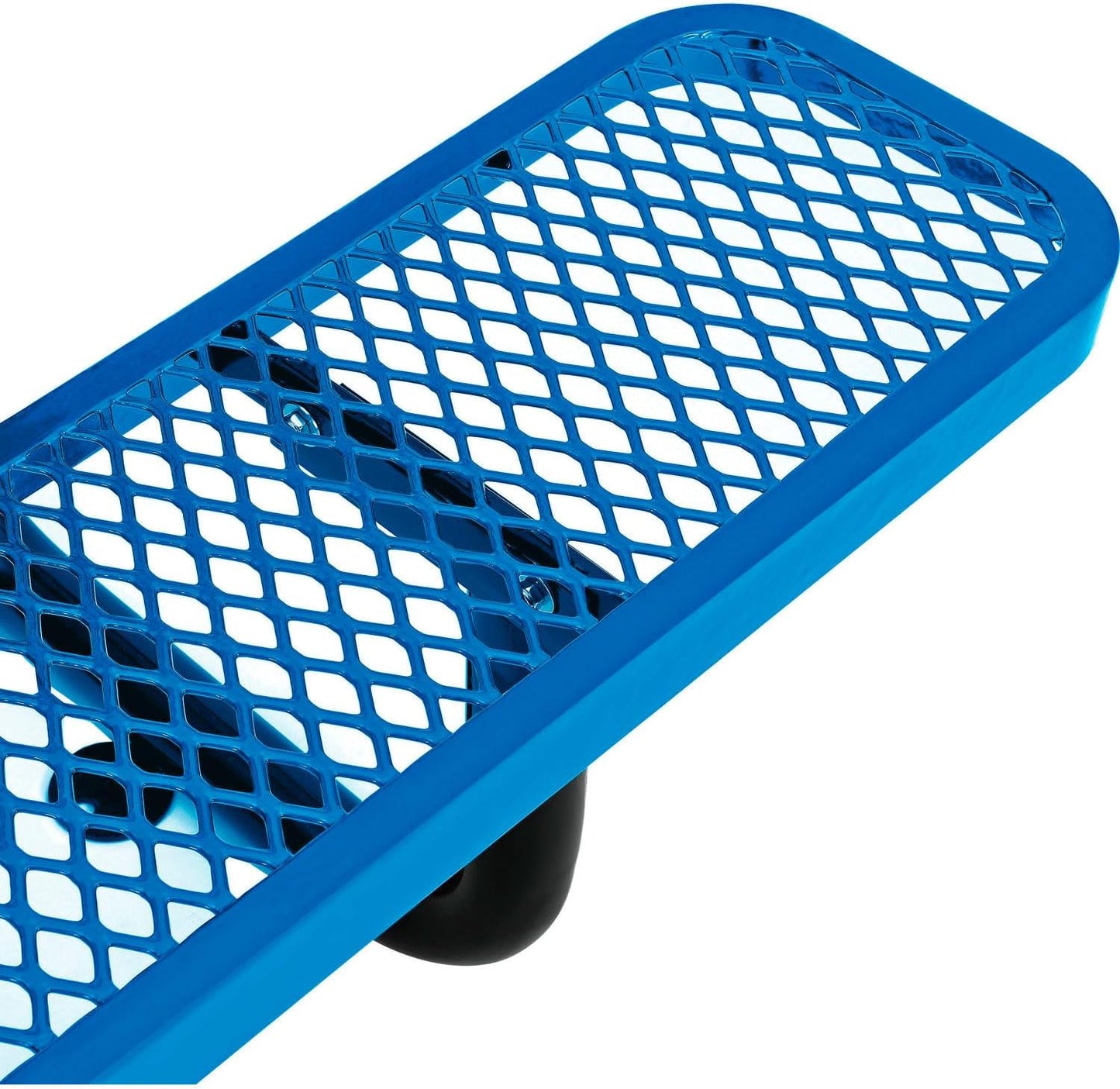 Global Industrial 6’L Rectangular Picnic Table, Expanded Metal, Blue Thermoplastic Coating, Attached Benches, 1-1/2” Umbrella Pole Hole, Outdoor-Rated, 1000 lb Capacity, 72” x 30” Tabletop