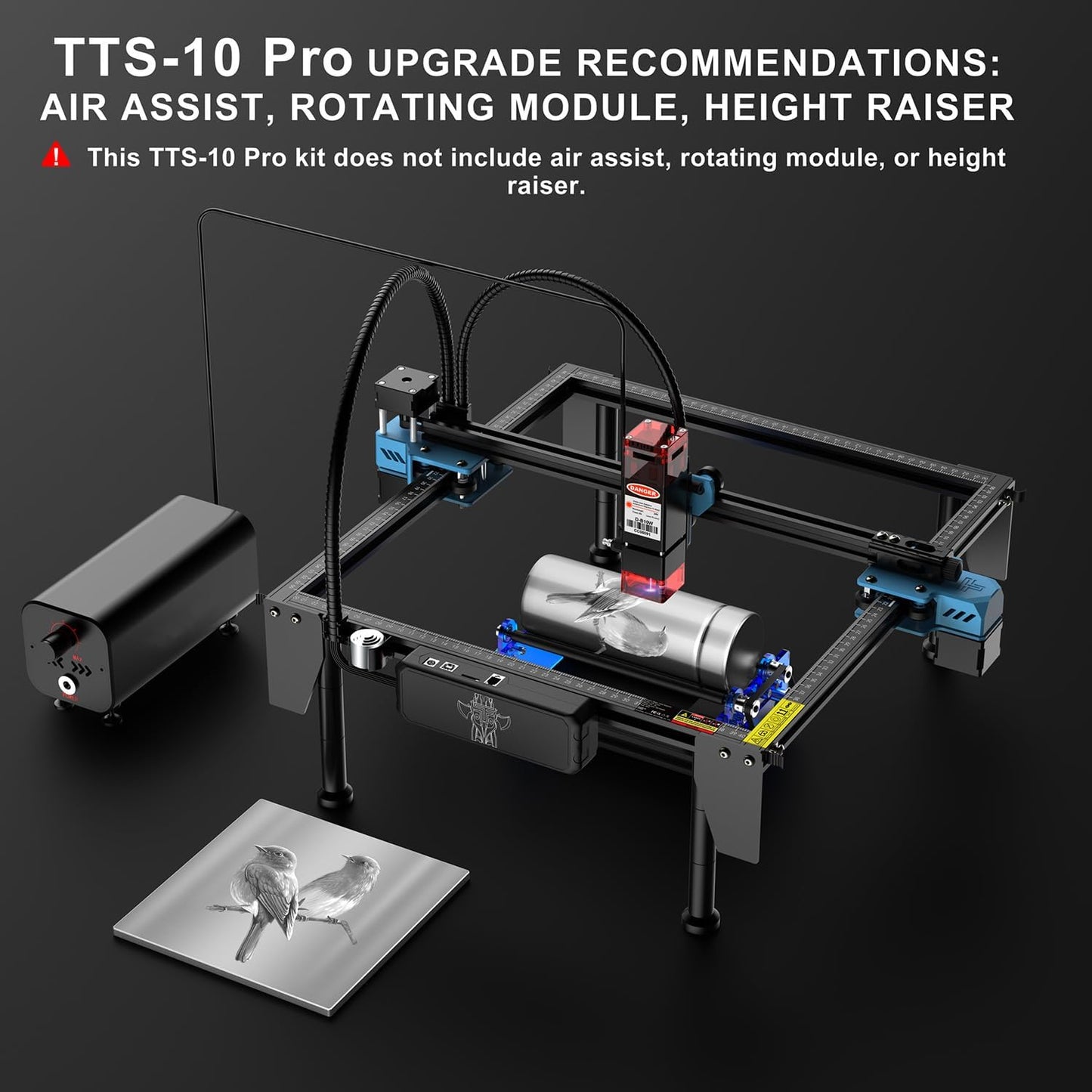 TTS-10 PRO 10000mW Laser Engraver Machine Laser Cutter Laser Cutting Engraving Tool Engraving Machine for Wood Metal Aluminum Glass Leather Class IV