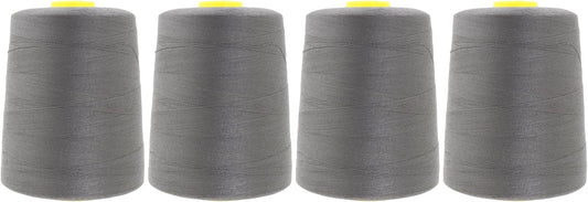 Mandala Crafts 4 Pack of Serger Threads Cones Spools - 20S/2 24000 Yards Polyester Dark Gray Threads for Sergers Machine and Overlock Quilting Sewing Machine