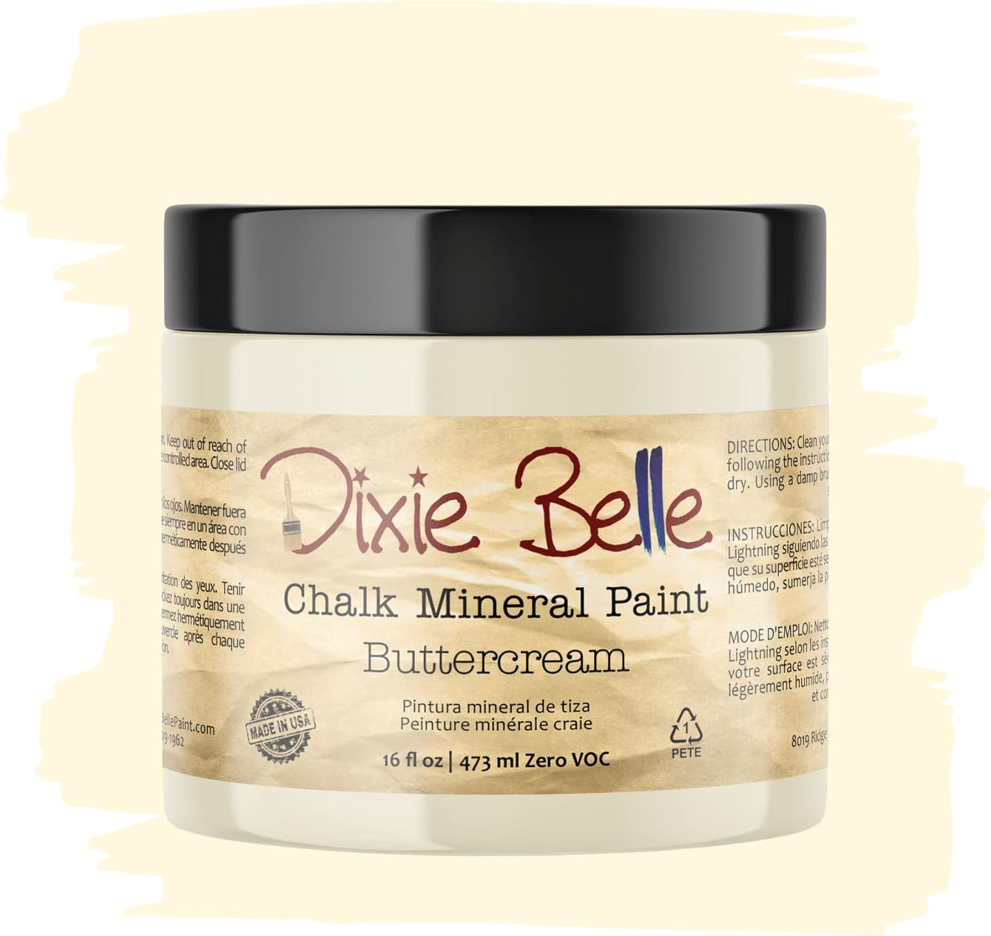 Dixie Belle Paint Company Chalk Finish Furniture Paint - Buttercream (16oz) - Matte Creamy White Chic Chalk Mineral DIY Furniture Paint