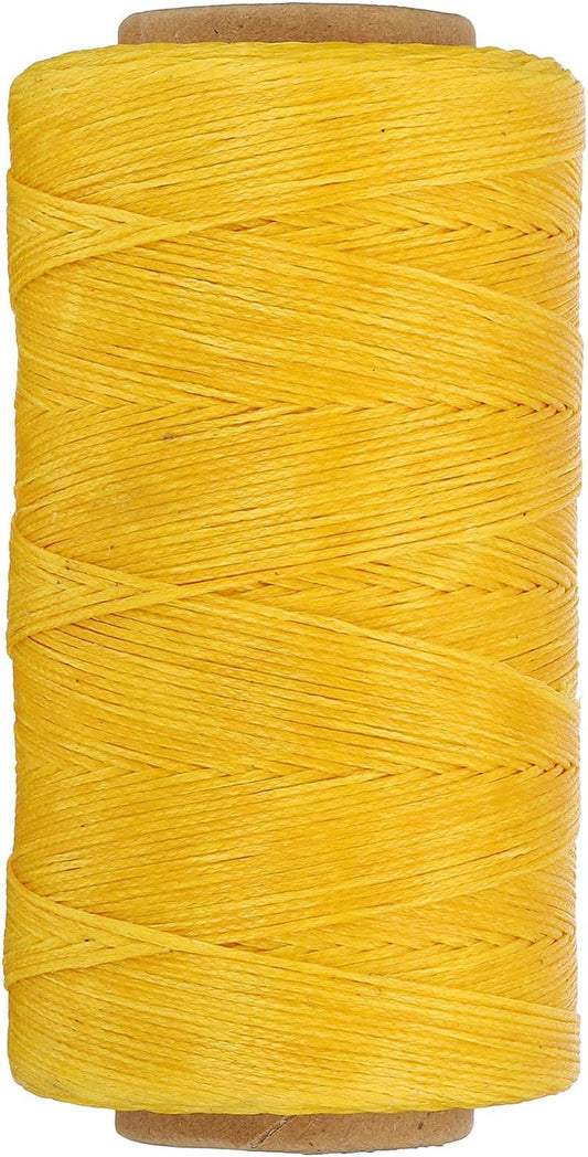 PATIKIL 284 Yard Flat Waxed Thread 150D 1mm Leather Sewing Cord for Repairing Shoes Bags Wallets Jewelry Making DIY Leather Craft, Yellow