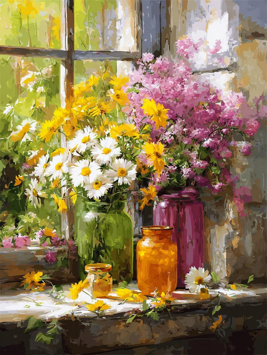 Moohue 14 ct Counted Cross Stitch Kits for Adults Flowers Cross Stitch Patterns Stamped Printed Cross Stitch Kits (Flowers 5)