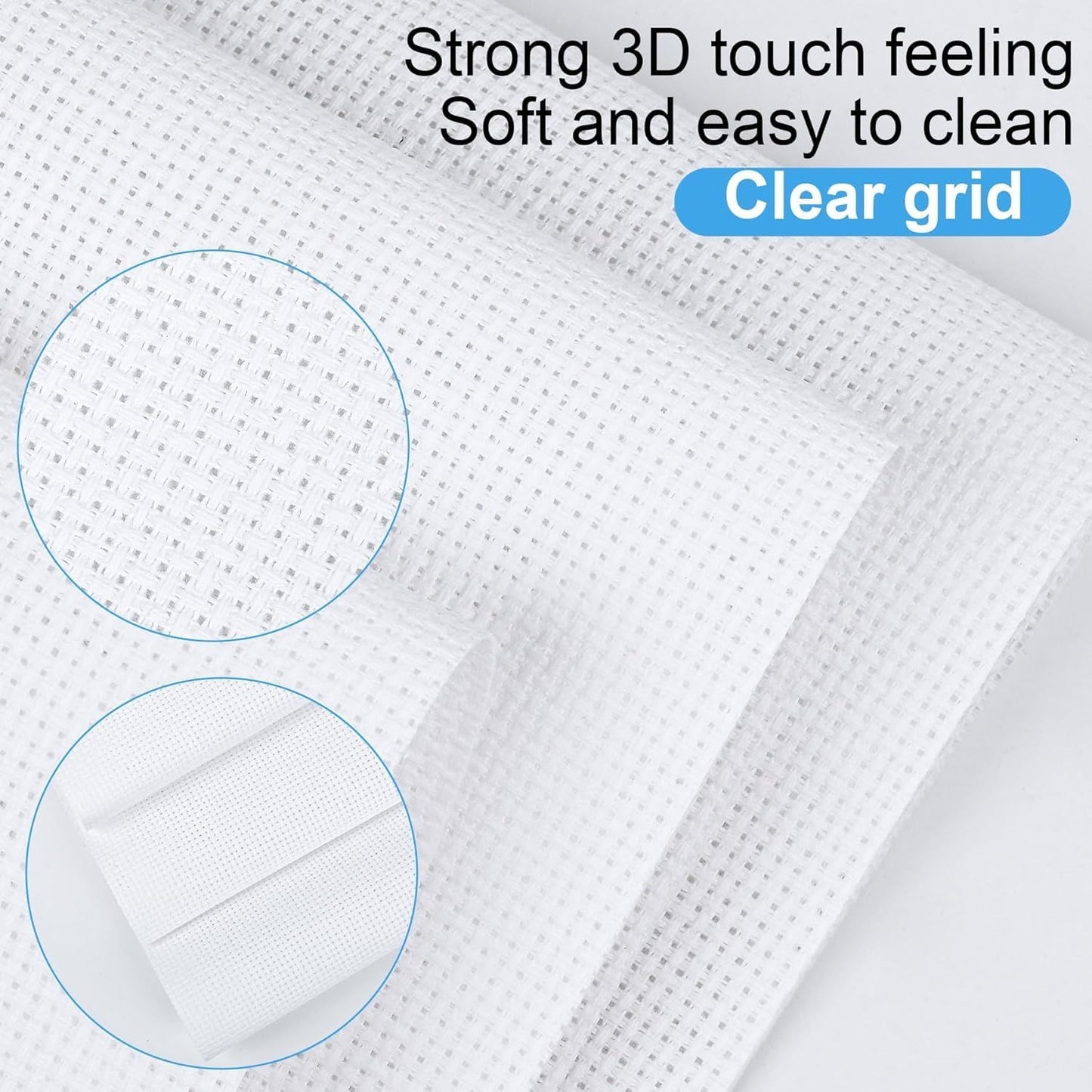 6 PCS Cross Stitch Aida Fabric 14 Count, 18 by 12 Inch, Classic Reserve Cross Stitch Aida Cloth for Home DIY Embroidery Decoration, White