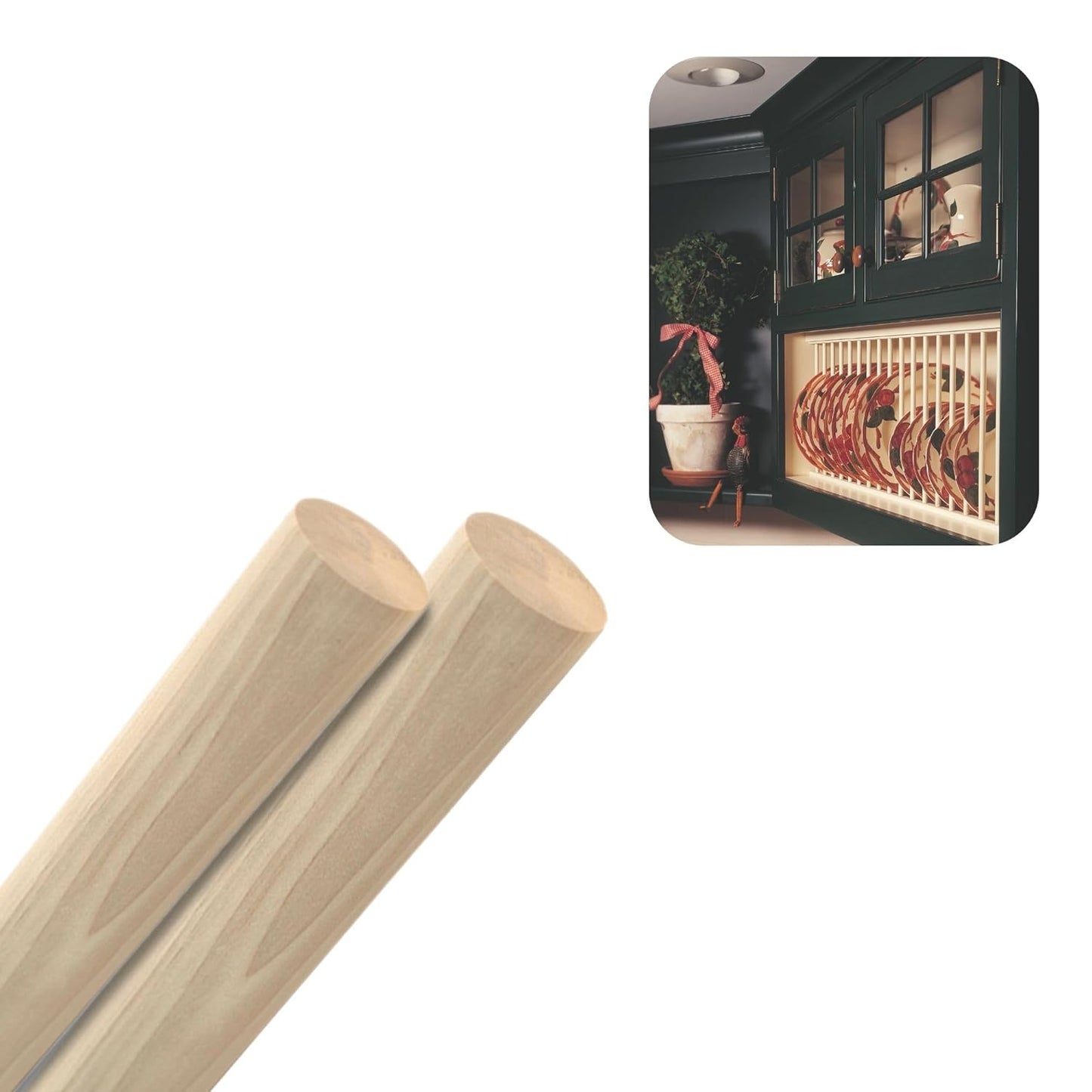 Hardwood Round Dowels (1-½" x 36", Pack of 2) | Variety of Diameters & Wood Species | Unfinished Wooden Dowel Rods for Crafts & DIY Home Projects | Curtain Rod, Macrame Supplies, Moulding, Flagpole