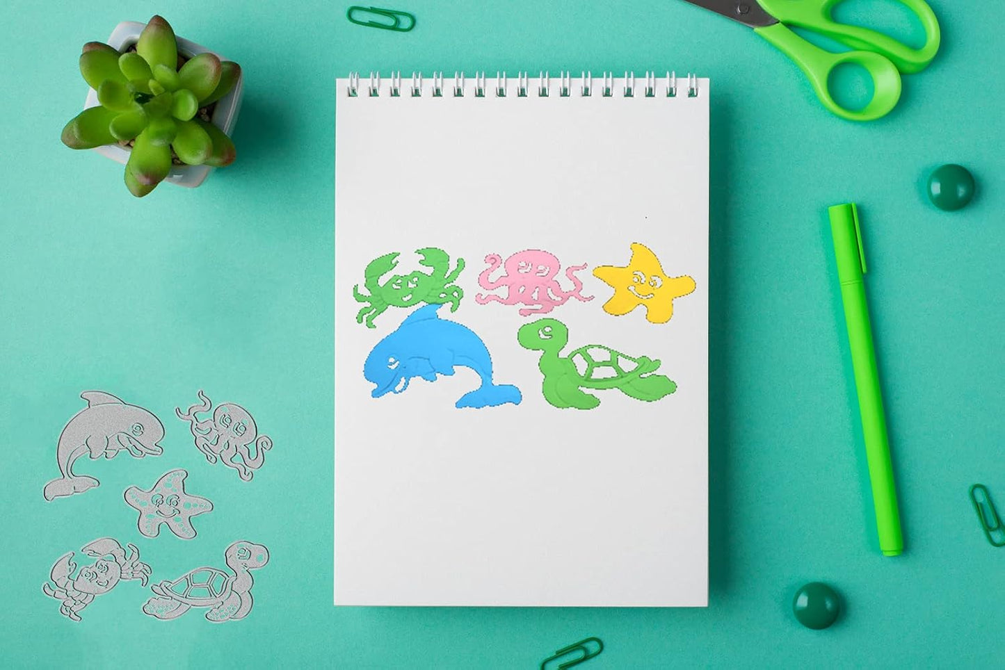Metal Sea Animals Starfish Dolphin Crab Tortoise Cutting Dies, Ocean Octopus Die Cuts Embossing Stencils Template Mould for Card Scrapbooking and DIY Craft Album Paper Card Decor