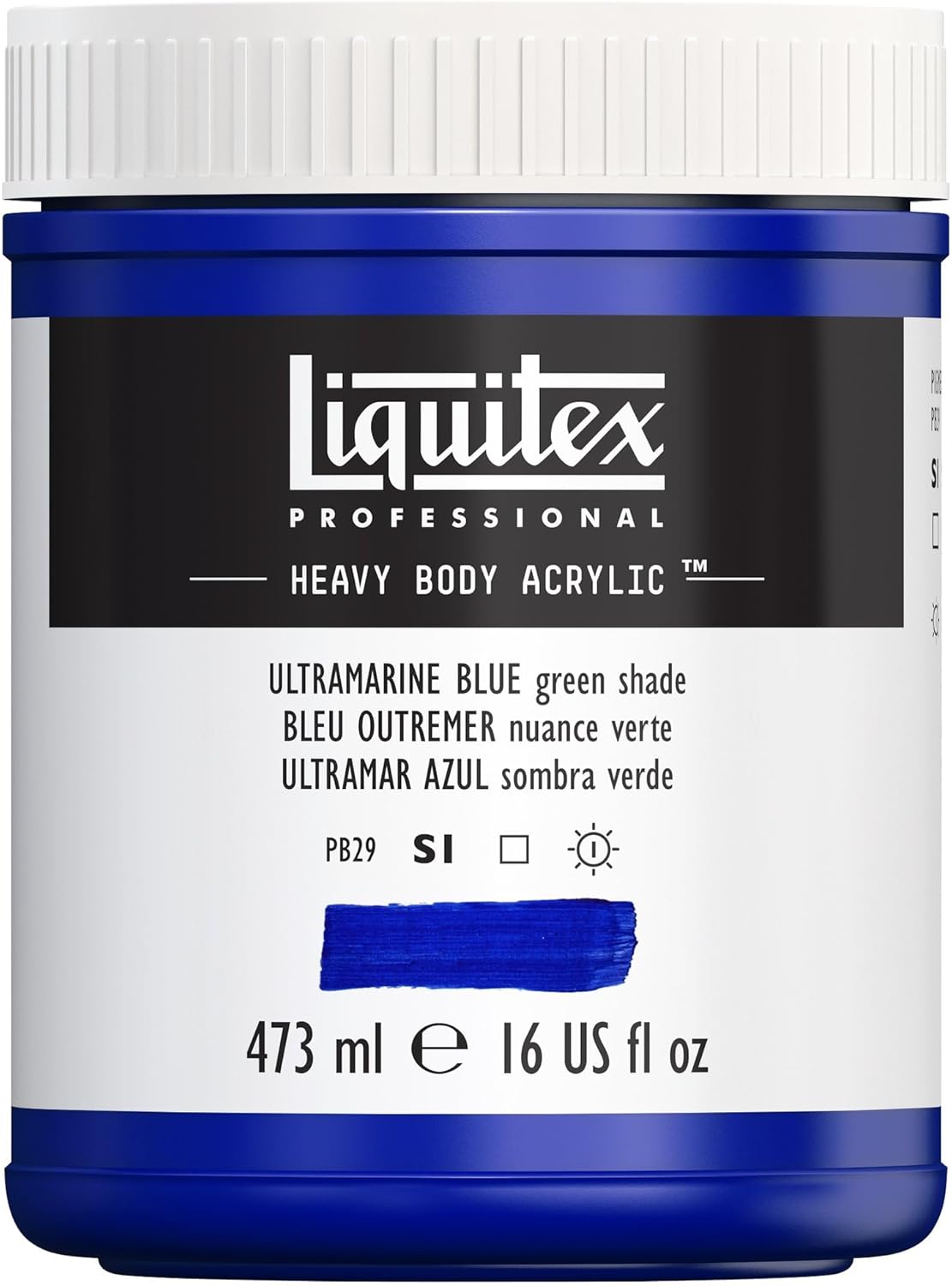 Liquitex Professional Heavy Body Acrylic Paint, 16-oz (473ml) Pot, Ultramarine Blue (Green Shade)
