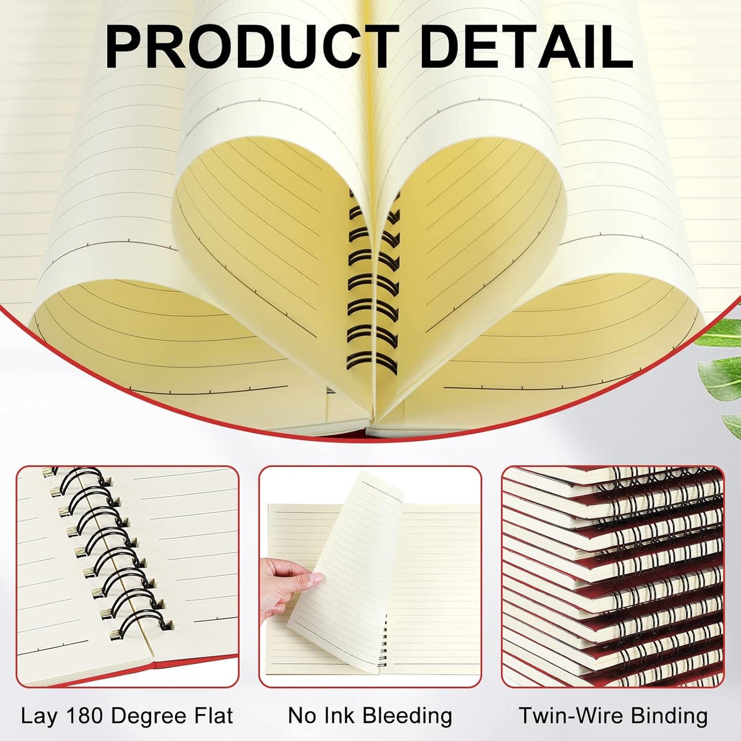 Yahenda 18 Pcs Spiral Notebook Bulk A5 Journal Lined 8.3'' x 5.5'' Writing Composition Paper Small Notepad Subject Notebook for Students Office Business Back to School Supplies (Red)