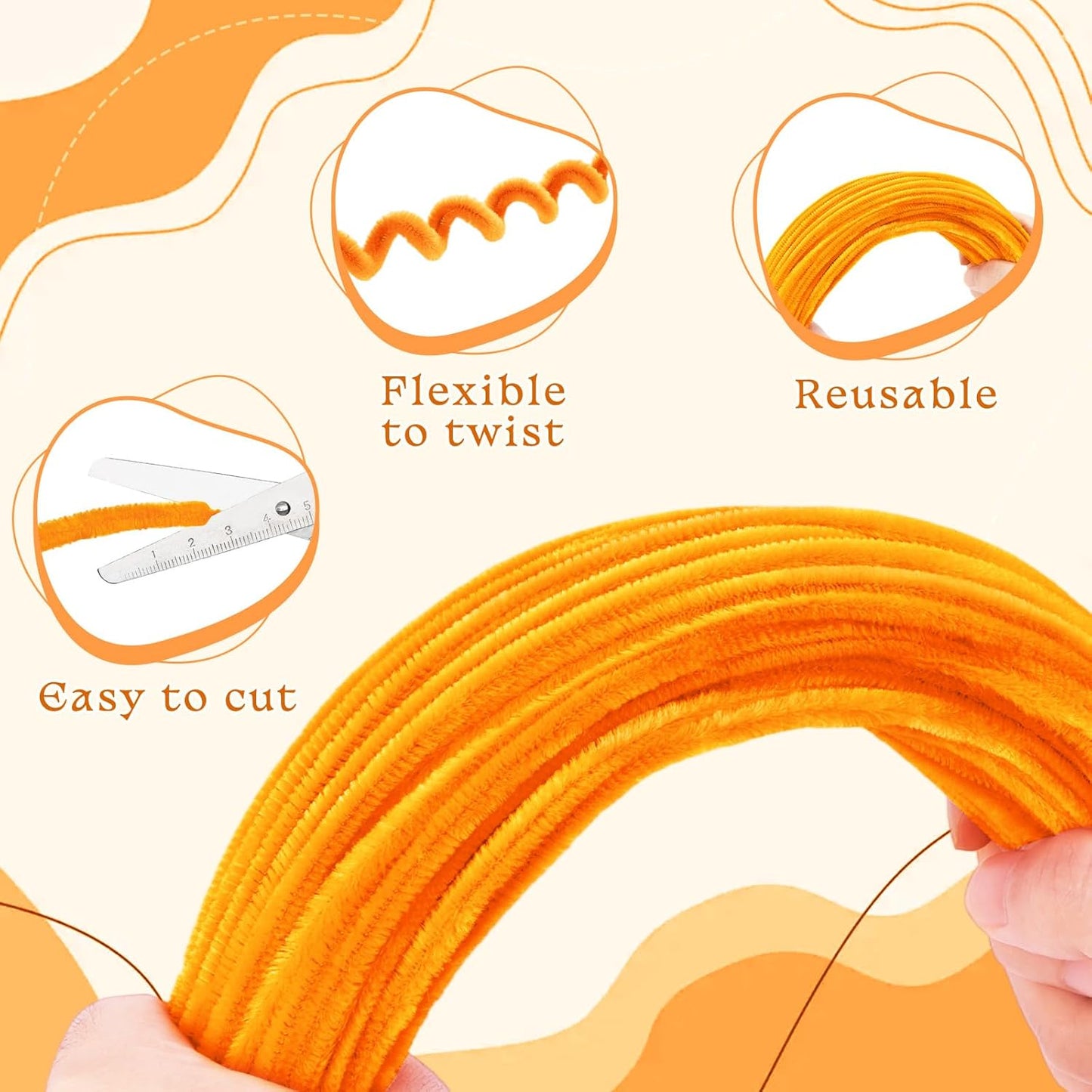 FACIACC 600PCS Pipe Cleaners Craft, 6 Assorted Colors Chenille Stems for DIY Bouquet Christmas Gift Party Decor (Yellow)