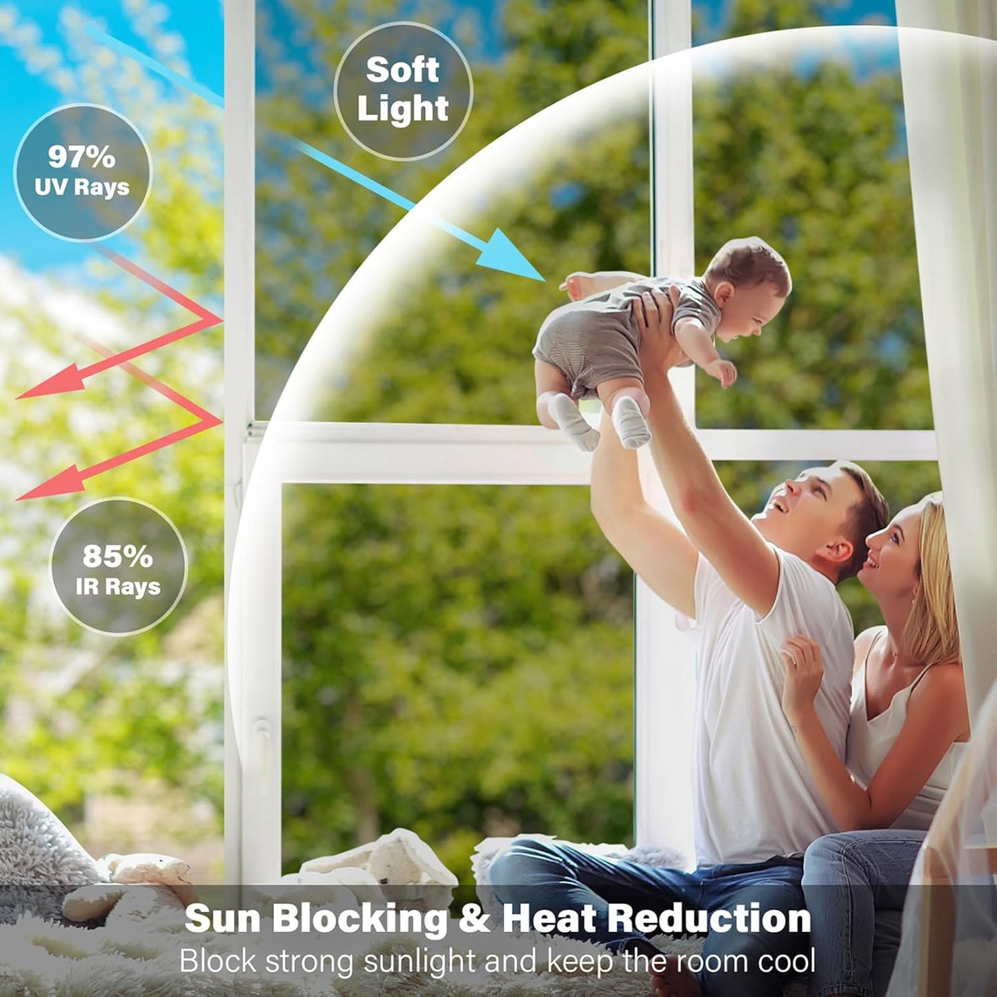 Kromapolis One Way Window Privacy Film Reflective Mirror Home Window Tint, Daytime Privacy Heat Control Anti UV Glass Tinting Static Cling (Silver, 29.5 x 118.1 inch)