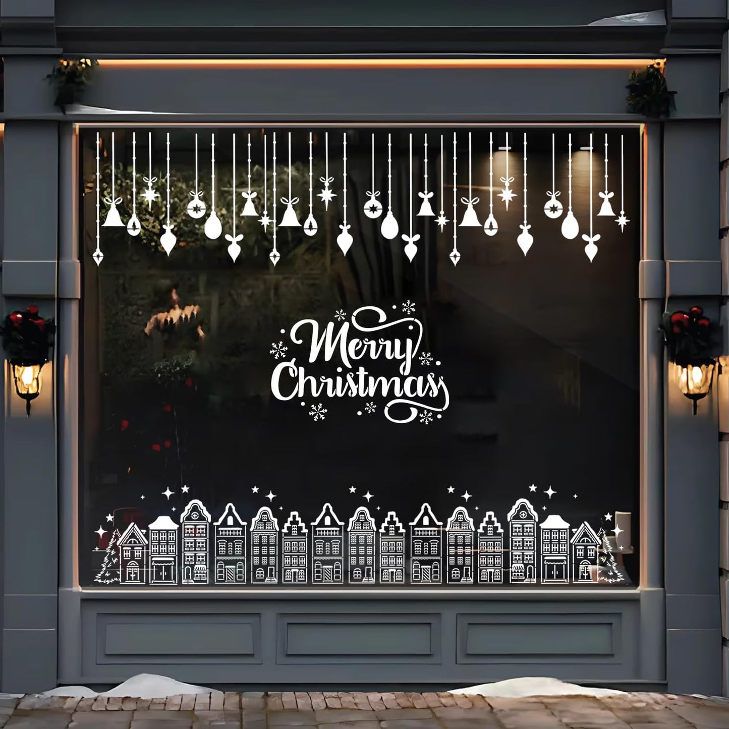 Christmas Stencils for Crafts Reusable Christmas Window Stencil Xmas Village House Holiday Stencils for Painting on Wood Door Mats Fabrics Decor