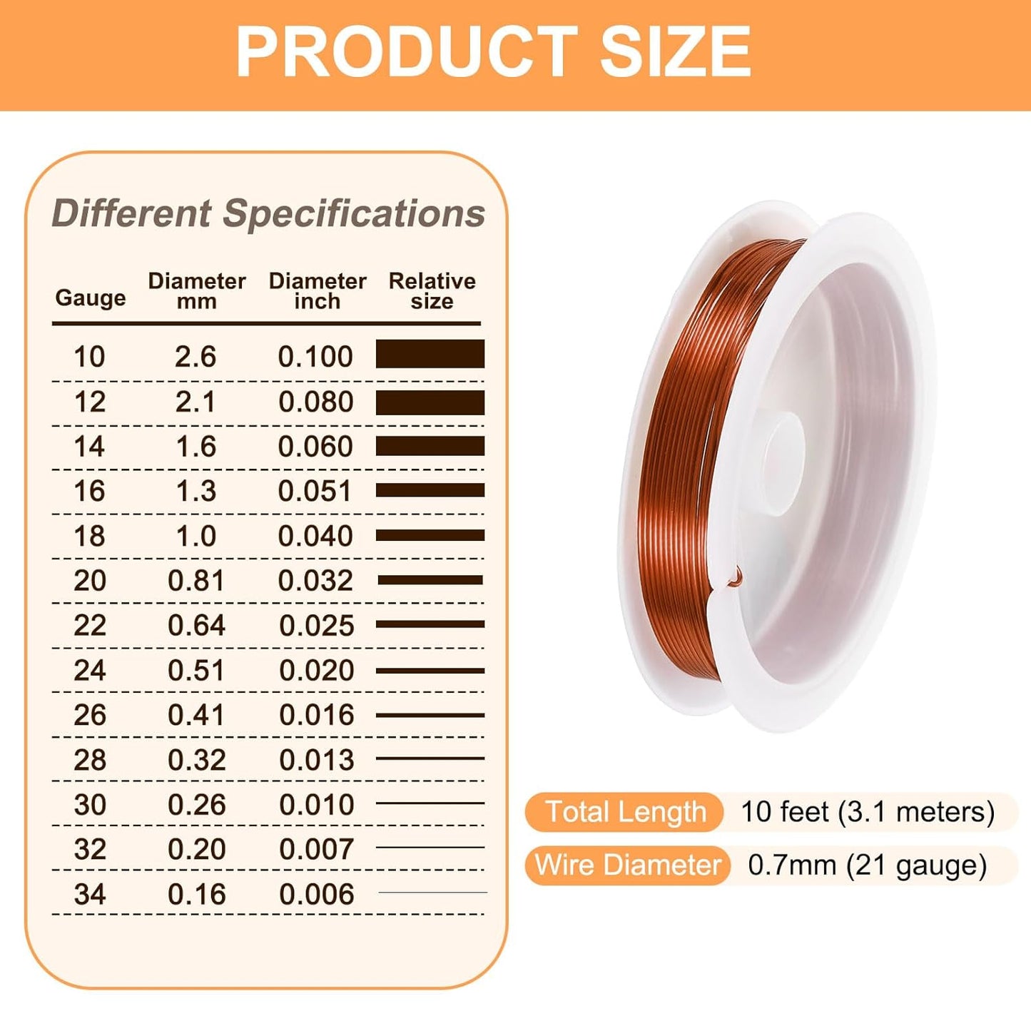 HARFINGTON 10ft Jewelry Wire, 22 Gauge (0.7mm) Brass Craft Soft Metal Tarnish Resistant Copper Beading Wire for Jewelry Making Supplies Crafting, Coffee