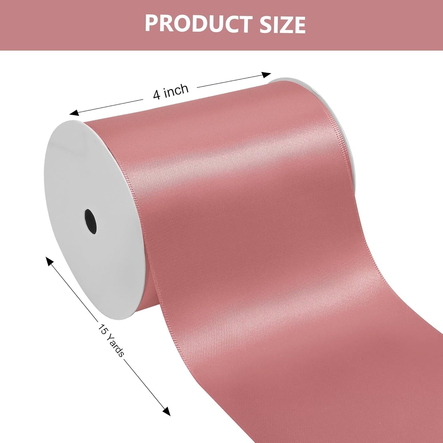 Dusty Pink Satin Ribbon 4 Inch X 15 Yards Solid Color Double Faced Ribbons Perfect for Crafts Wedding Decor Bow Making Arts Sewing and More