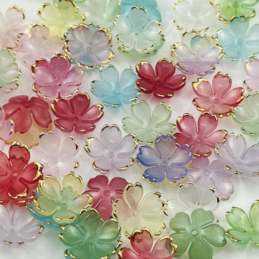 100pcs Acrylic Flower Beads, 19mm Cherry Blossom Plastic Gradient Flower Spacer Beads for DIY Crafts Bracelet Necklace Earrings Jewelry Making(Mix Colors)