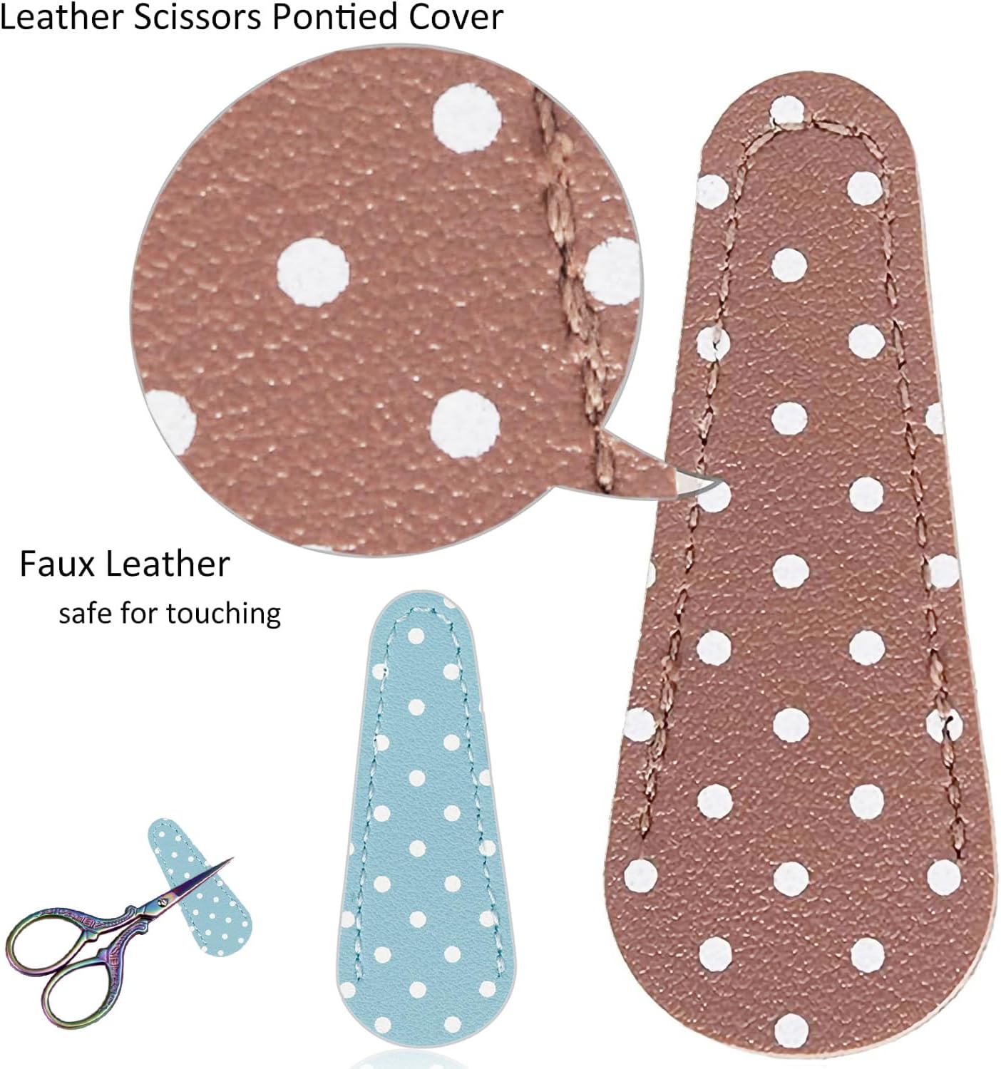 BIHRTC 4Pairs 3.6inch Small Embroidery Scissors with Leather Cover, Stainless Steel, Compact, Craft Scissors Set