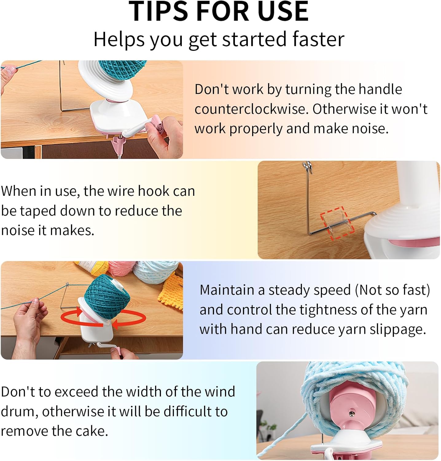 SPEENSUN Yarn Winder for Crocheting, Yarn Spinner, 3.5 OZ Easy-to-Install and Efficiently Yarn Cake Winder with Lower Noise, Yarn Baller for Crochet and Knitting Lover for Yarns Below Size 5