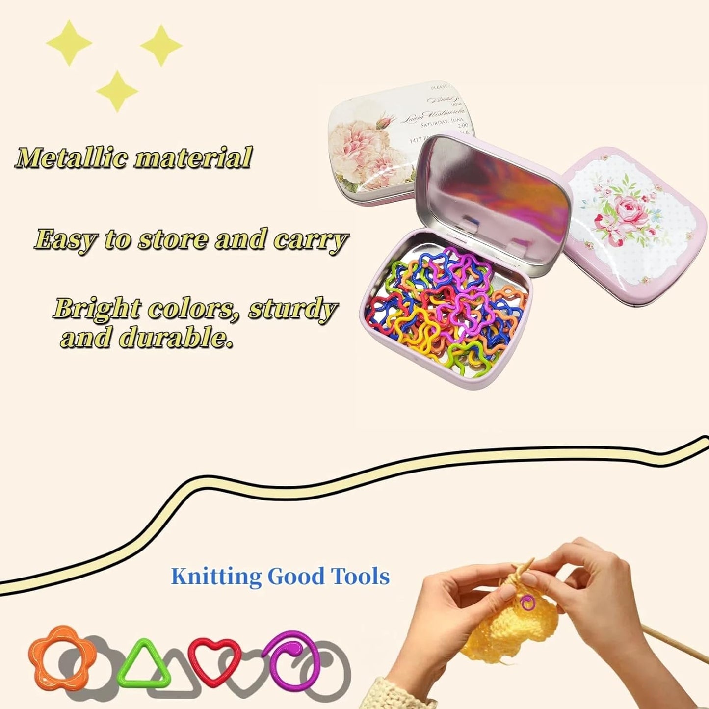 Metal Stitch Markers,Colorful Crochet Stitch Markers,Knitting Stitch Markers with Storage Case,Crochet Gift for Knitting Weaving Lovers (Star)