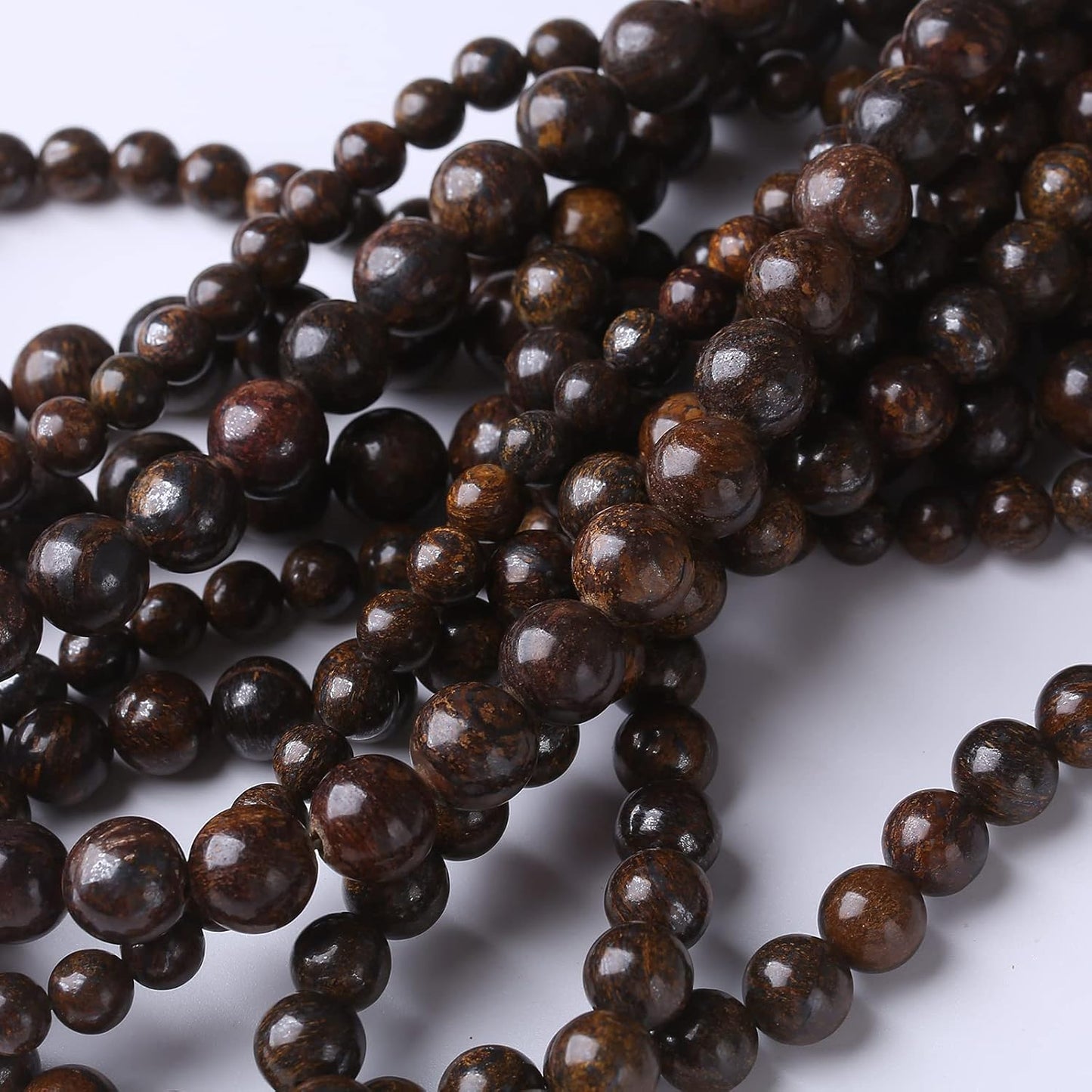 60PCS 6MM Natural Bronze Stone Beads Round Loose Stone Beads for Jewelry Making DIY Energy Stone Healing Power Bracelet 15"