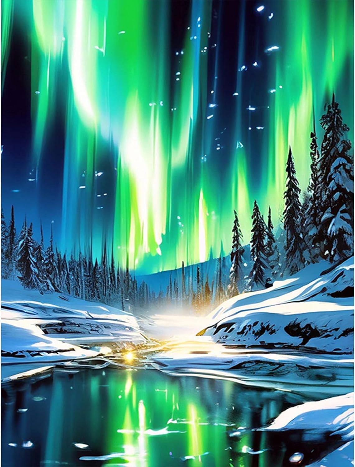 Aurora Stamped Cross Stitch Kits - Landscape Counted Cross Stitch Kits for Beginners Adults Needlepoint Cross-Stitch Patterns Dimensions Needlecrafts Embroidery Kits Arts and Crafts