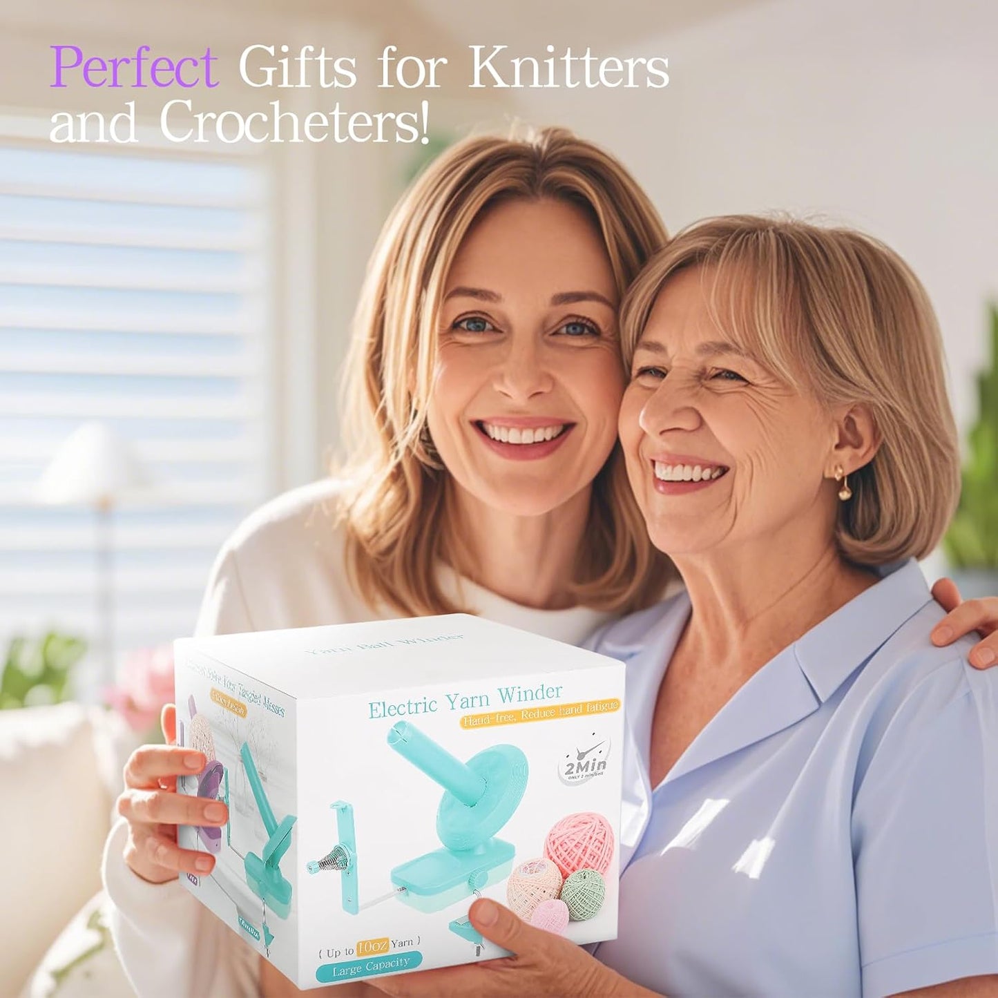 Electric Yarn Winder for Crocheting-Automatic Crochet Yarn Ball Winder for Perfect Neat Cakes-Stepless Speed with Strong Tension, Tangle-Free Knitting Gift for Seniors with Arthritic Hands(B)