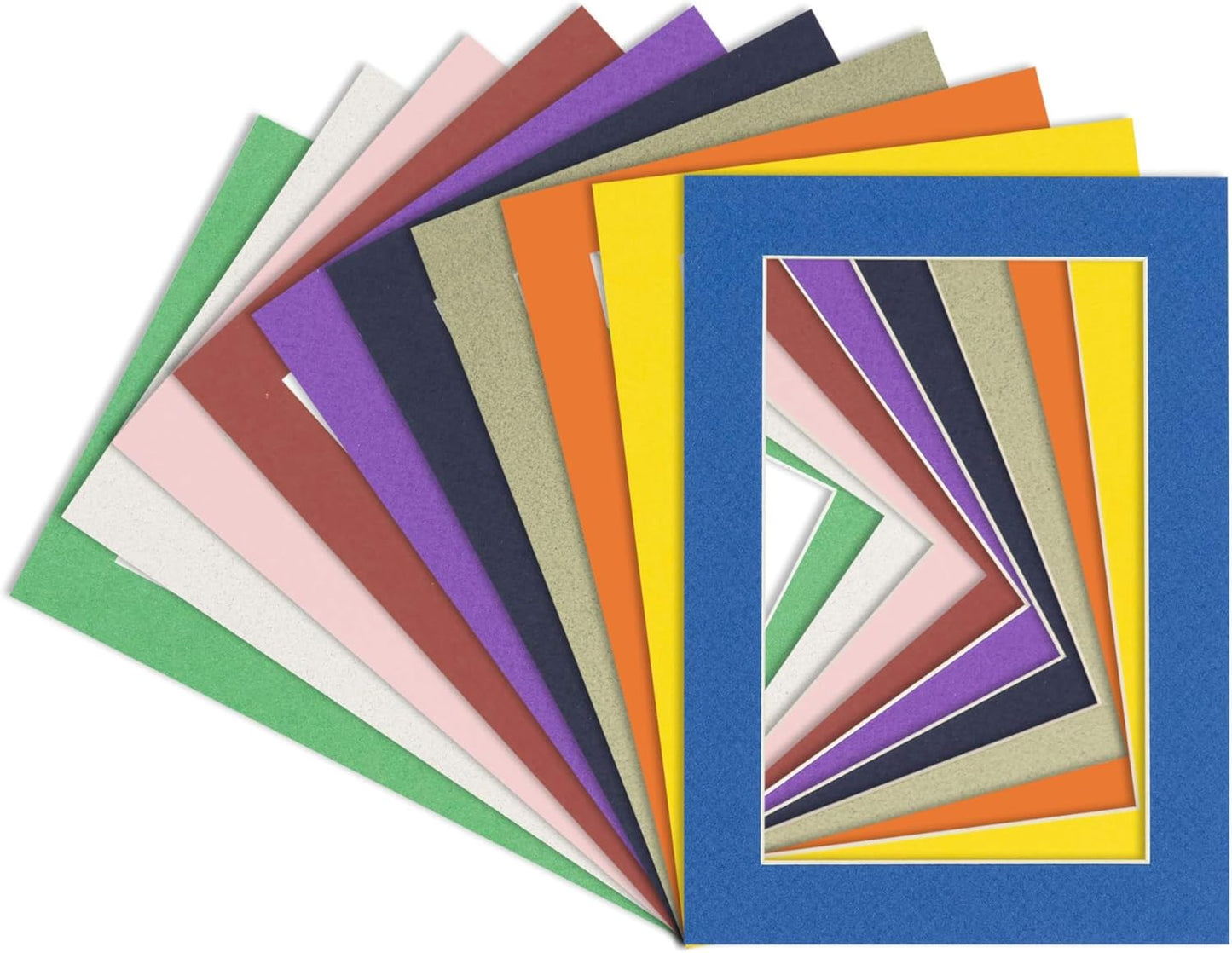 5x7 Mat for 8.5x11 Frame - Precut Mat Board Acid-Free Show Kit with Backing Board, and Clear Bags Mixed Colors 5x7 Photo Matte Made to Fit a 8.5x11 Picture Frame Matboard for Framing, Pack of 25 Mats