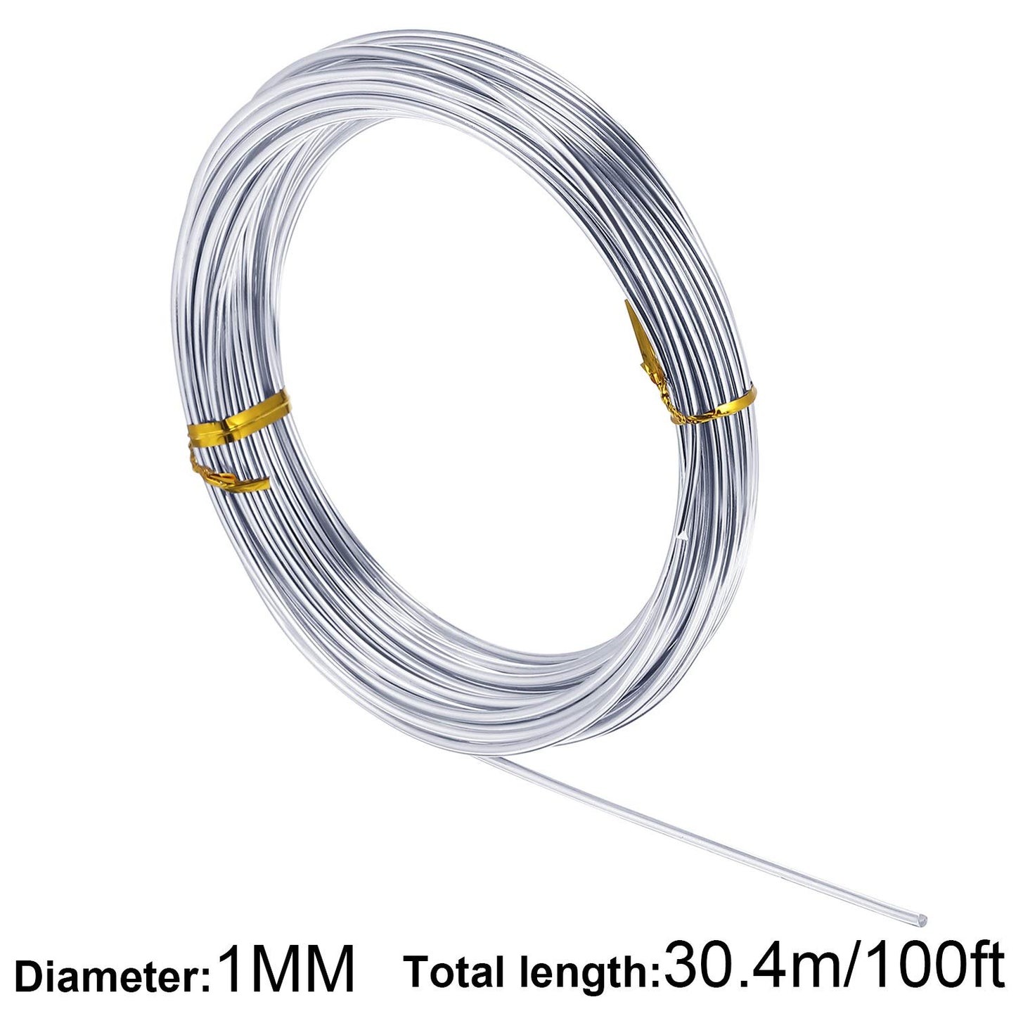 TecUnite Aluminum Craft Wire for Sculpting Bendable Metal Beading Wire for DIY Jewelry Making (1 Roll,Silver,30.4 m x 1 mm)