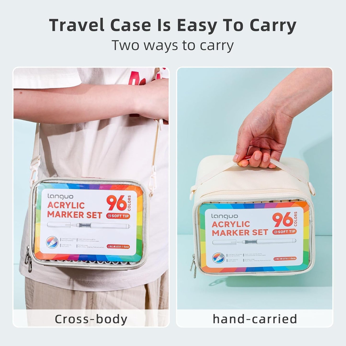 96 Color Acrylic Paint Markers Set – Brush Tips, Quick Dry Permanent Markers for Rock, Egg, Wood, Fabric, Glass, DIY Crafts, Waterproof Fabric Paint Markers for Adult Coloring Books No Bleeding