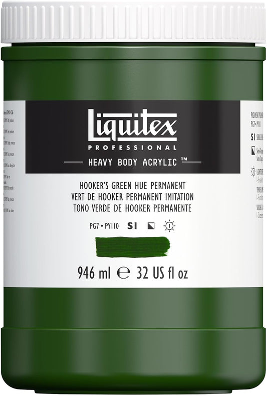 Liquitex Professional Heavy Body Acrylic Paint, 32-oz (946ml) Pot, Hookers Green Hue Permanent