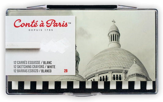 Conté à Paris 12 Count 2B Sketching Crayons Set, White