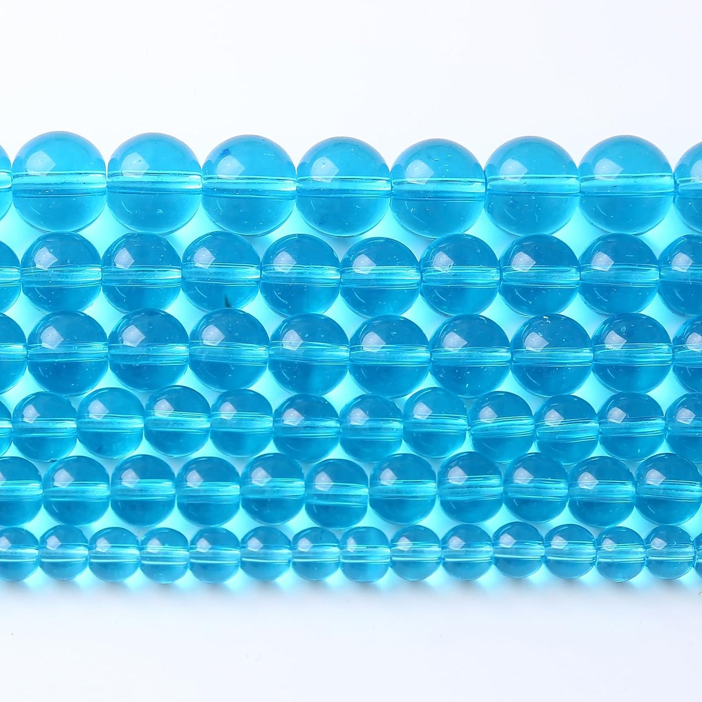 32pcs 12mm Topaz Blue Crystal Glass Beads Round Loose Spacer Beads for Jewelry Making DIY Bracelet Necklace Healing Power Stone