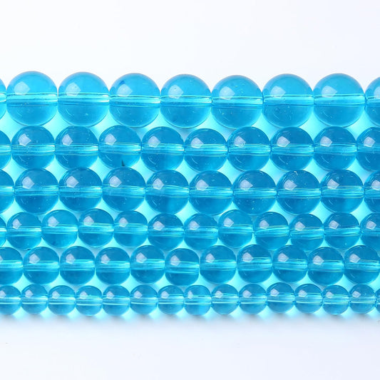 36pcs 10mm Topaz Blue Crystal Glass Beads Round Loose Spacer Beads for Jewelry Making DIY Bracelet Necklace Healing Power Stone Beads (Blue Crystal Glass, 10mm)