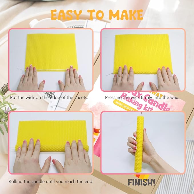 Beeswax Candle Making Kit for Kids -Pcs Beeswax Sheets Handmade Crafts Gift Beeswax Sheets for Candle Making Kit, DIY Candle Making Kit for Kids and Adults (Gorgeous Colors)