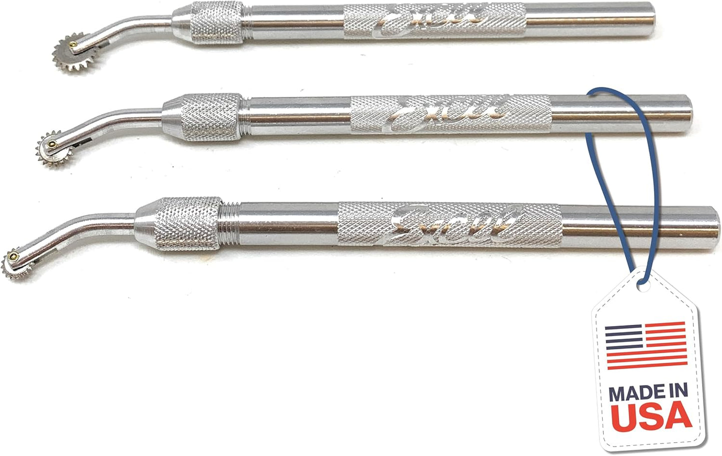 Excel Blades Pounce Wheel Set – Stainless Steel Fabric Tracing, Perforating, Cutting, Sewing, Quilting & Embossing Tool – Set of 3 Assorted Sizes – Made in USA